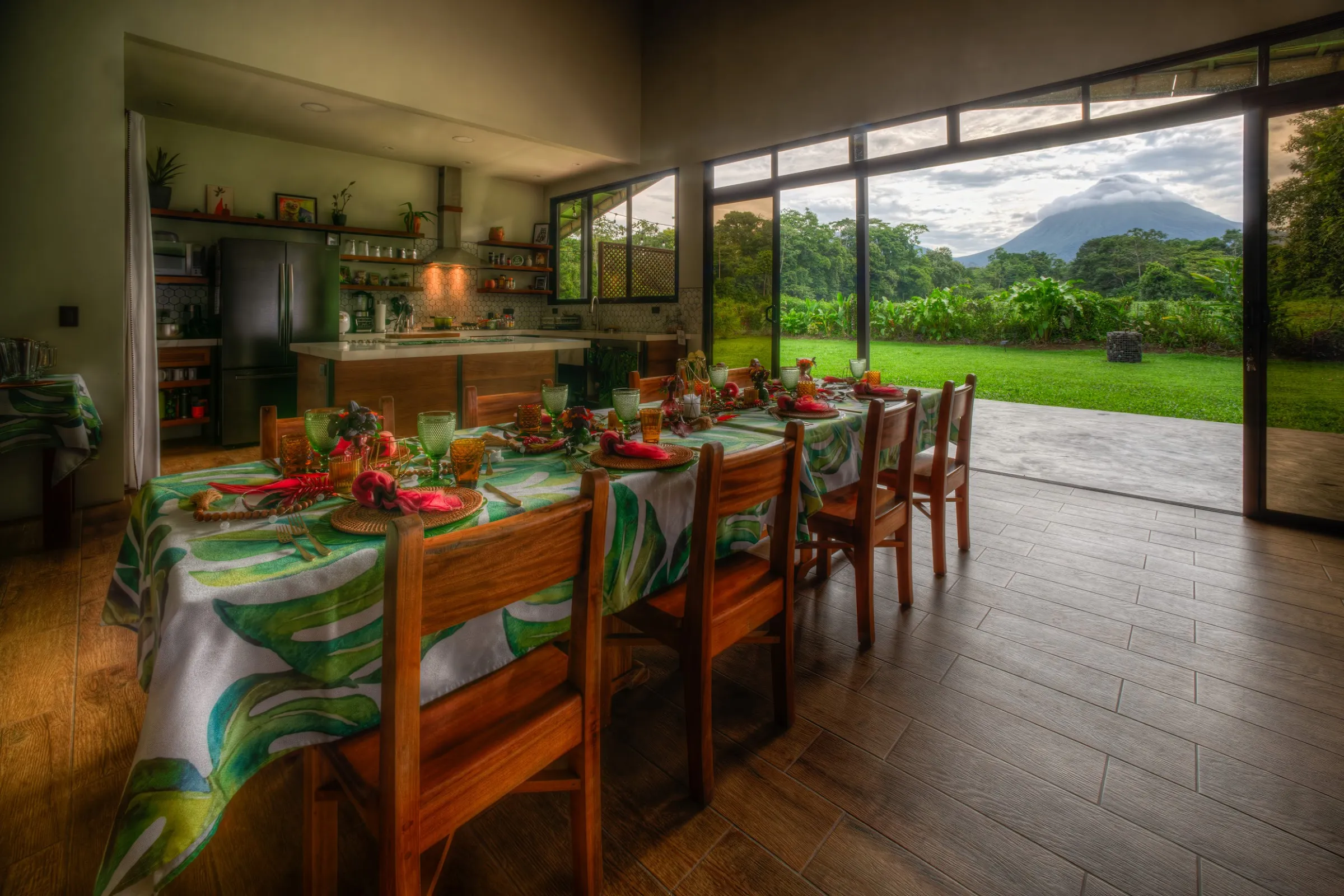 The dining room by day, set for lunch